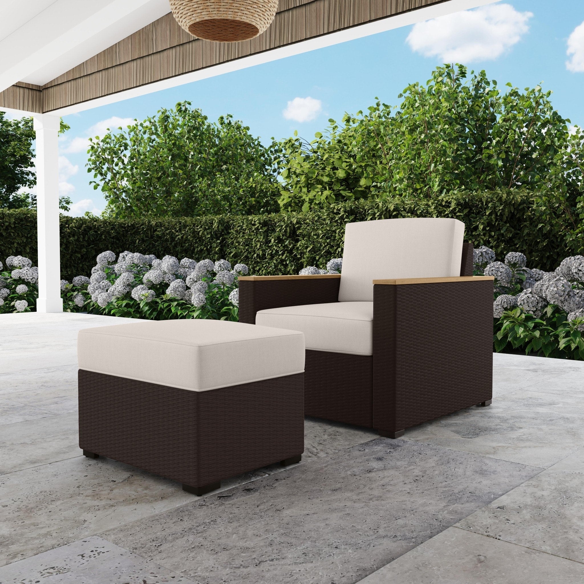 Ensemble de 2 fauteuils et poufs d'extérieur Homestyles Palm Springs