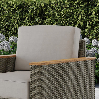 Ensemble de 4 fauteuils et poufs d'extérieur Boca Raton de Homestyles avec coussins