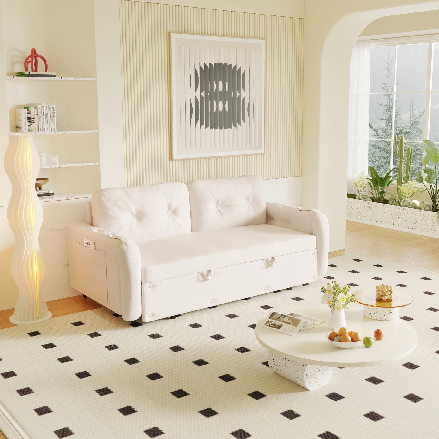 Canapé-lit queen-size Homylin en velours de 66,2 pouces avec rangement