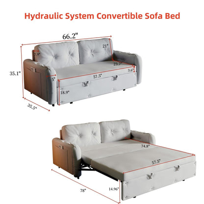 Canapé-lit queen-size Homylin en velours de 66,2 pouces avec rangement