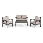 Ensemble de 4 chaises d'extérieur Honolulu en osier avec coussins par Christopher Knight Home