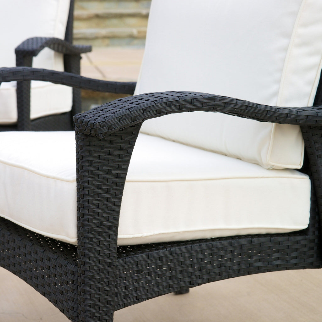 Ensemble de 4 chaises d'extérieur Honolulu en osier avec coussins par Christopher Knight Home