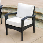 Ensemble de 4 chaises d'extérieur Honolulu en osier avec coussins par Christopher Knight Home