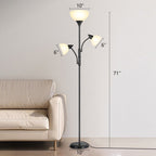 Lampadaire torche moderne de 71 po avec lampes de lecture réglables - N/A