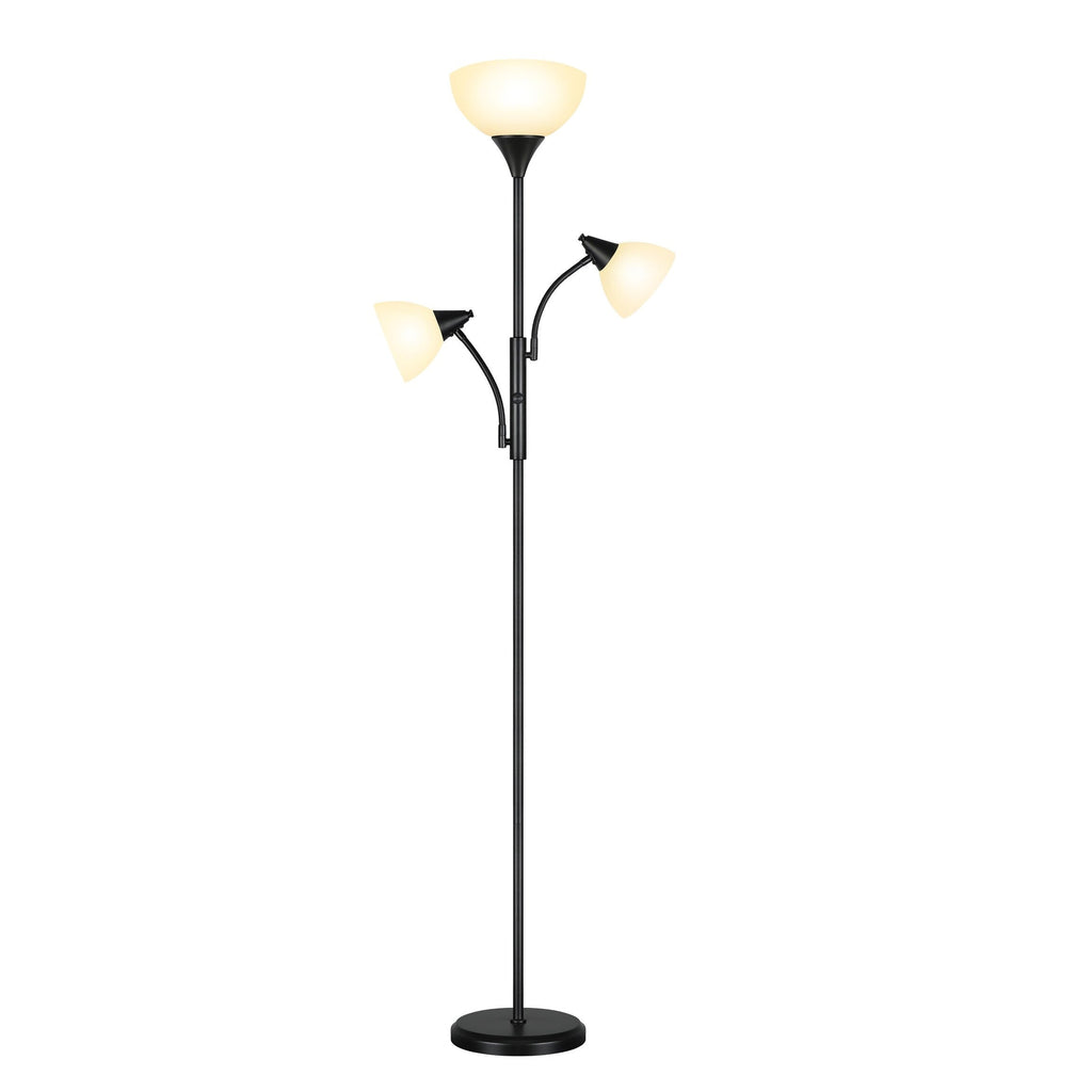 Lampadaire torche moderne de 71 po avec lampes de lecture réglables - N/A