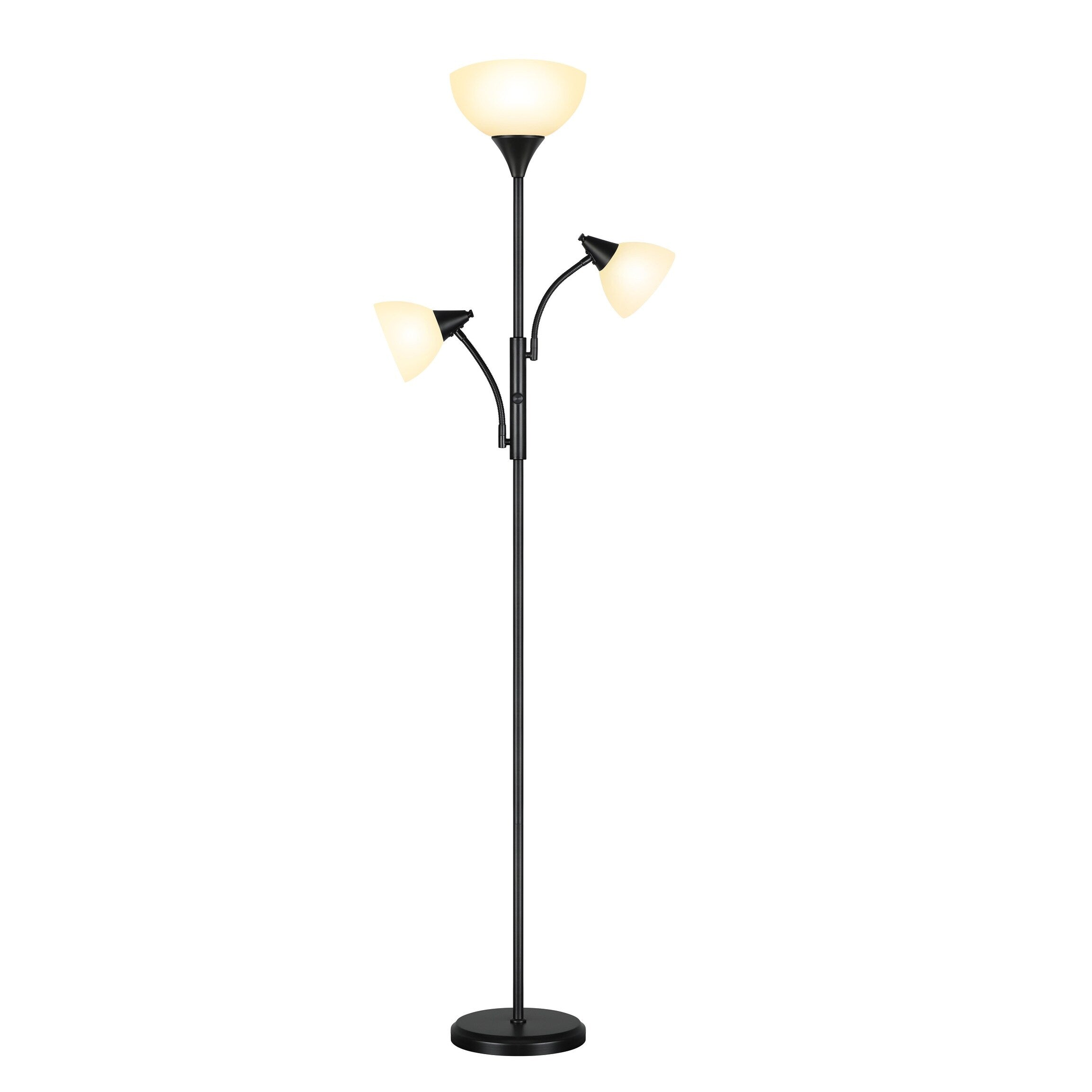Lampadaire torche moderne de 71 po avec lampes de lecture réglables - N/A