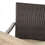 Ensemble de salle à manger rectangulaire en osier et bois Horton, 6 pièces, avec coussins, par Christopher Knight Home
