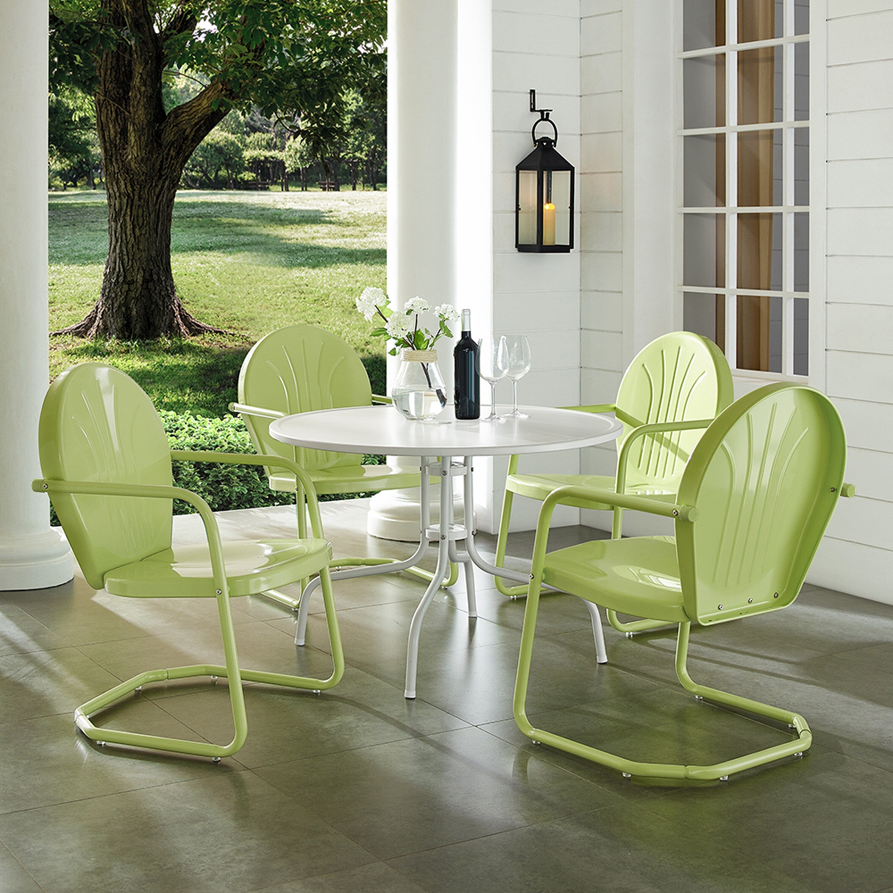 Ensemble de salle à manger d'extérieur en métal Crosley Griffith Key Lime, 5 pièces