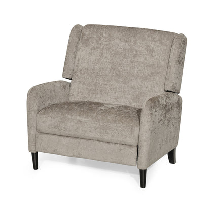 Fauteuil inclinable manuel Howie Pushback, bois brun foncé, beige texturé
