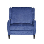 Fauteuil inclinable manuel Howie Pushback, bois brun foncé, bleu marine texturé