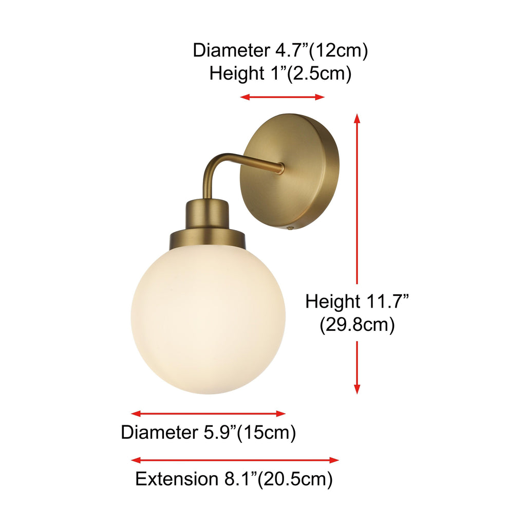 Applique de salle de bain Hudson à 1 lumière avec abat-jour globe givré