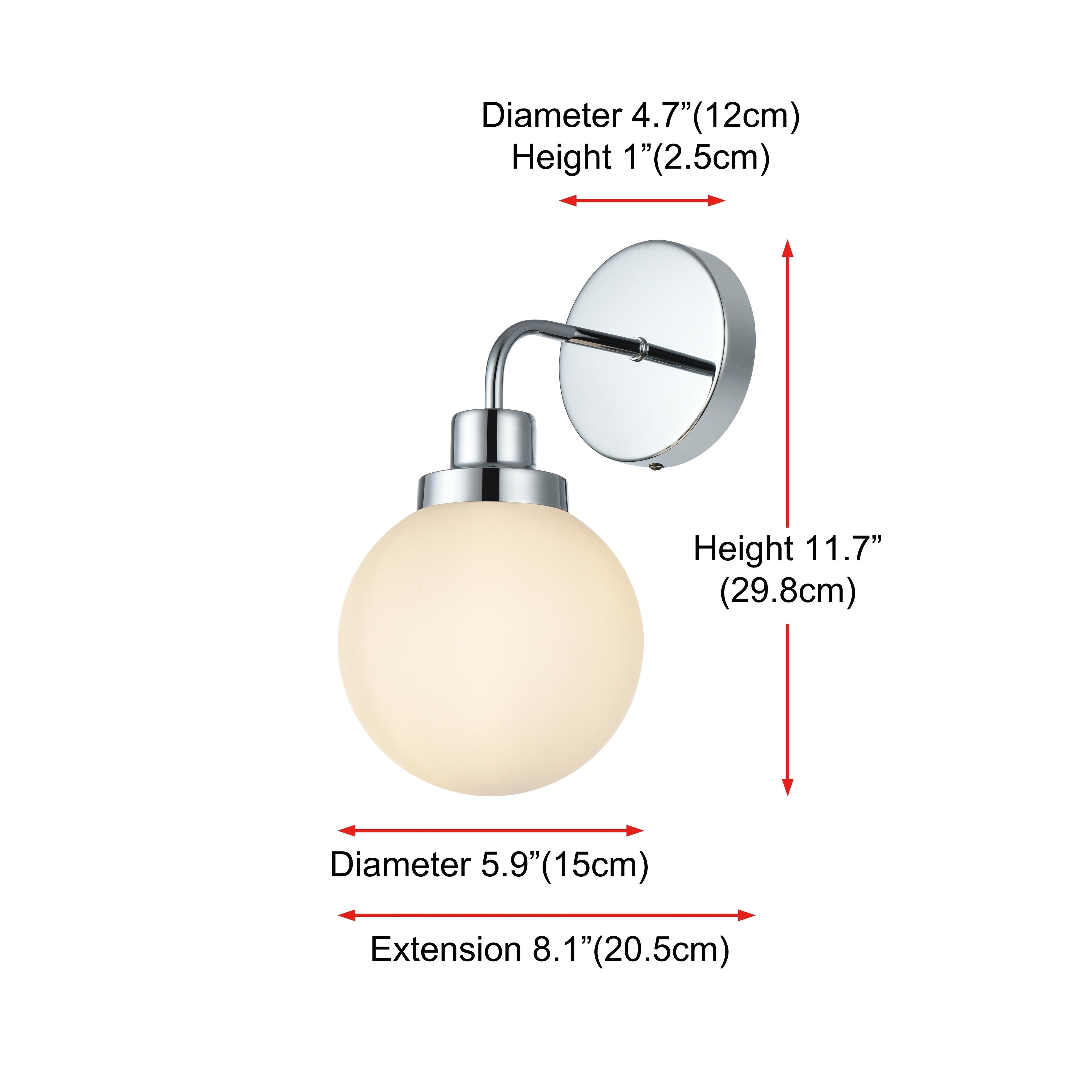 Applique de salle de bain Hudson à 1 lumière avec abat-jour globe givré