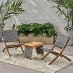 Salon de jardin pliable Huntsville 2 places en bois d'acacia avec ceinture décorative par Christopher Knight Home