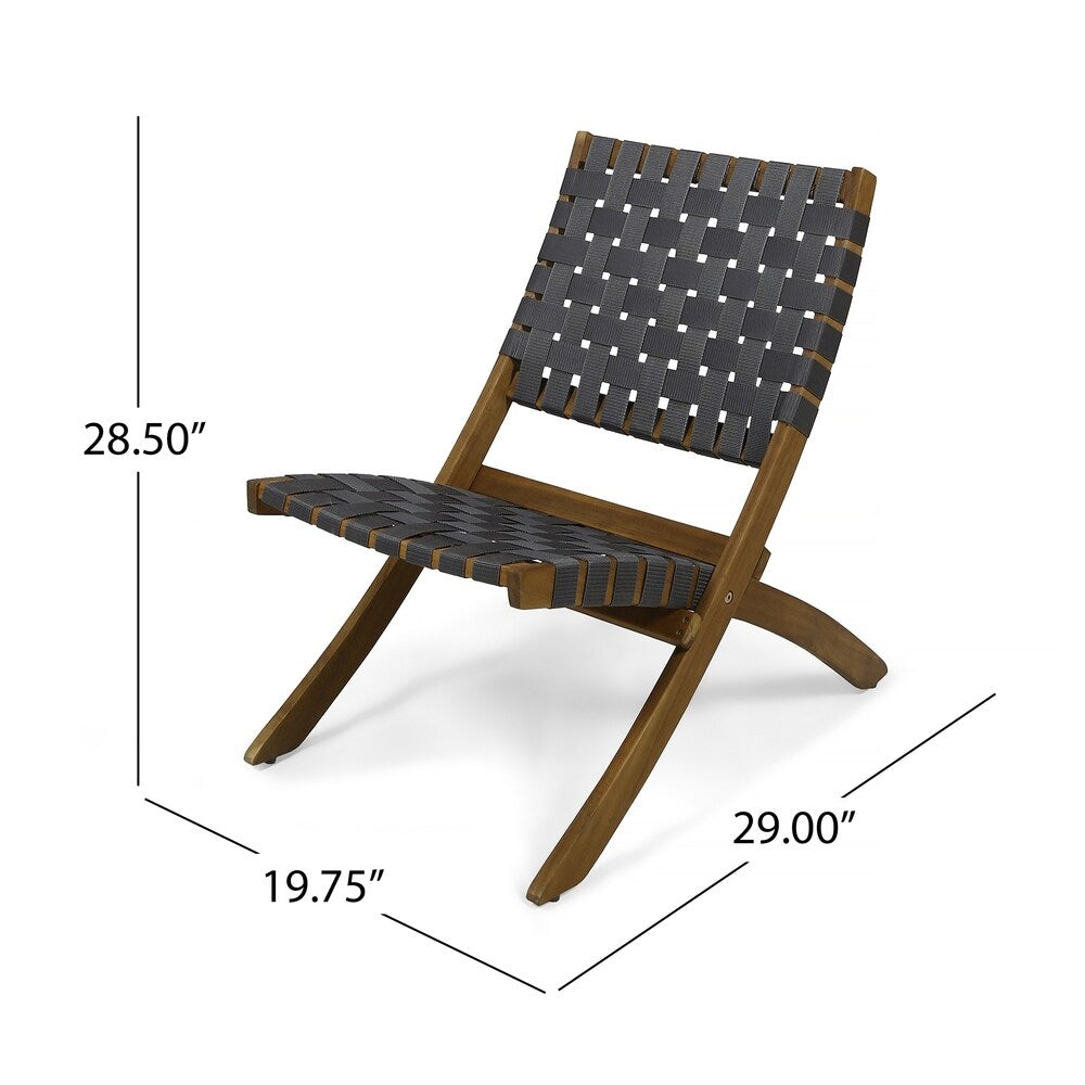 Salon de jardin pliable Huntsville 2 places en bois d'acacia avec ceinture décorative par Christopher Knight Home