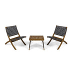 Salon de jardin pliable Huntsville 2 places en bois d'acacia avec ceinture décorative par Christopher Knight Home