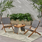 Salon de jardin pliable Huntsville 2 places en bois d'acacia avec ceinture décorative par Christopher Knight Home