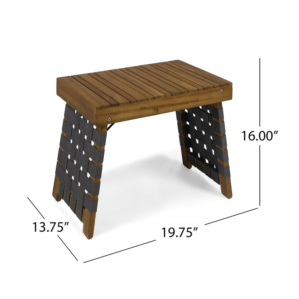 Salon de jardin pliable Huntsville 2 places en bois d'acacia avec ceinture décorative par Christopher Knight Home