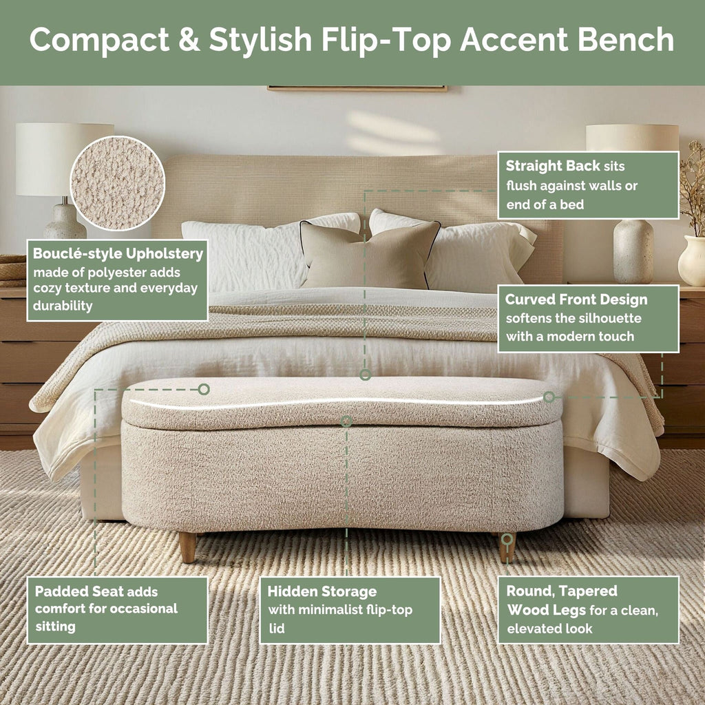 Banc d'appoint de rangement incurvé de style boucle INK IVY Bailey