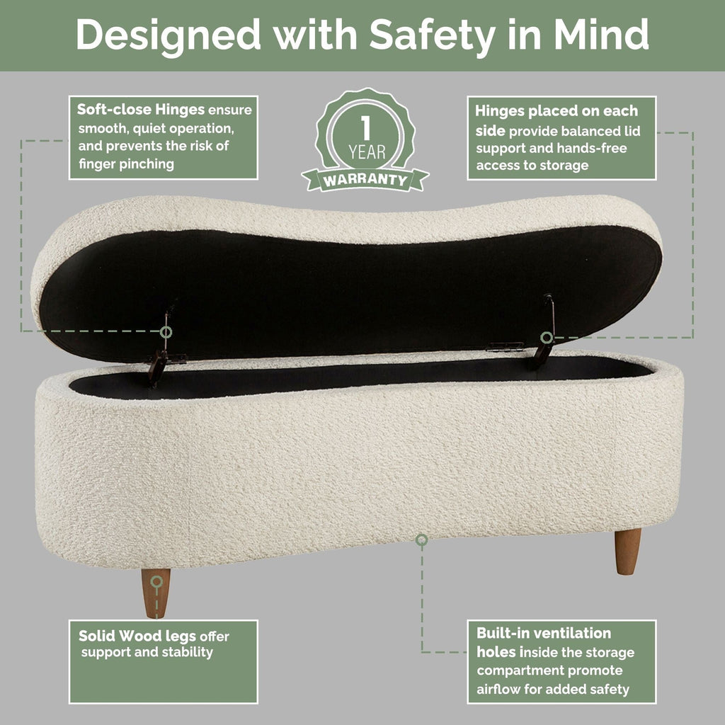Banc d'appoint de rangement incurvé de style boucle INK IVY Bailey