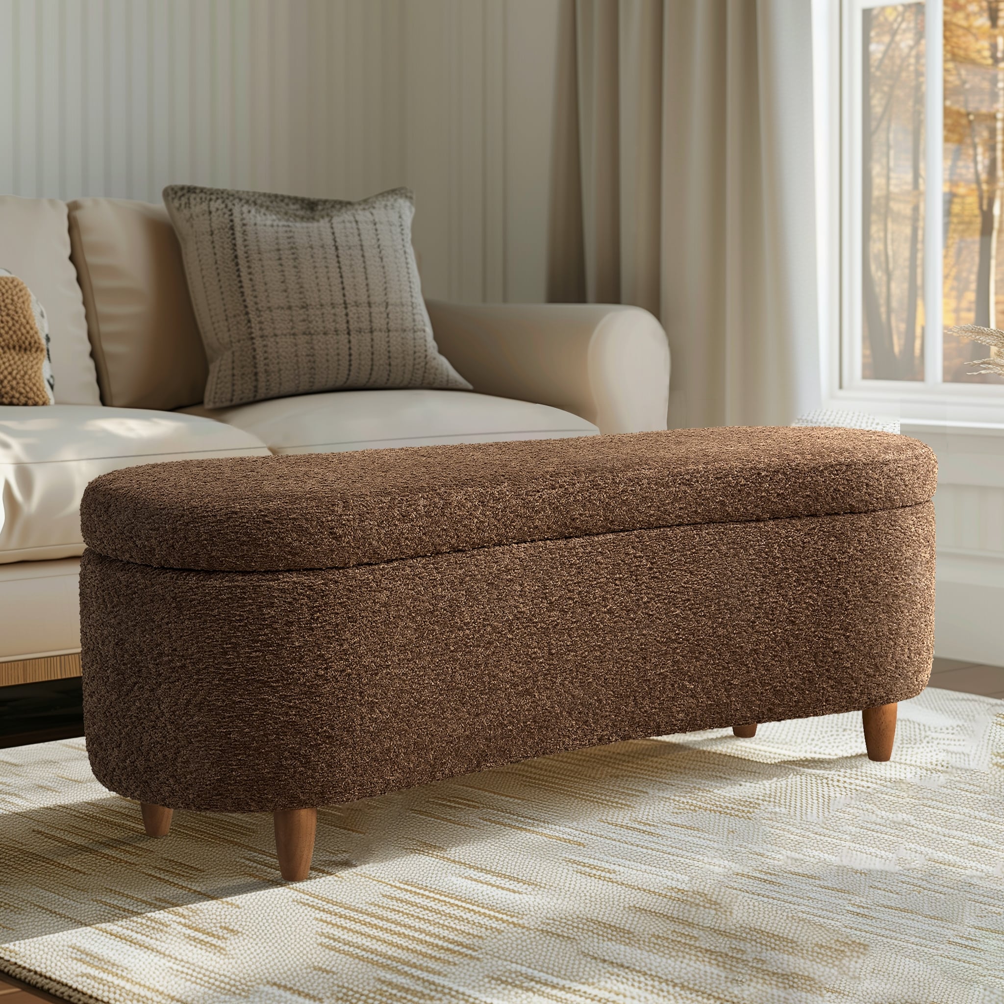 Banc d'appoint de rangement incurvé de style boucle INK IVY Bailey