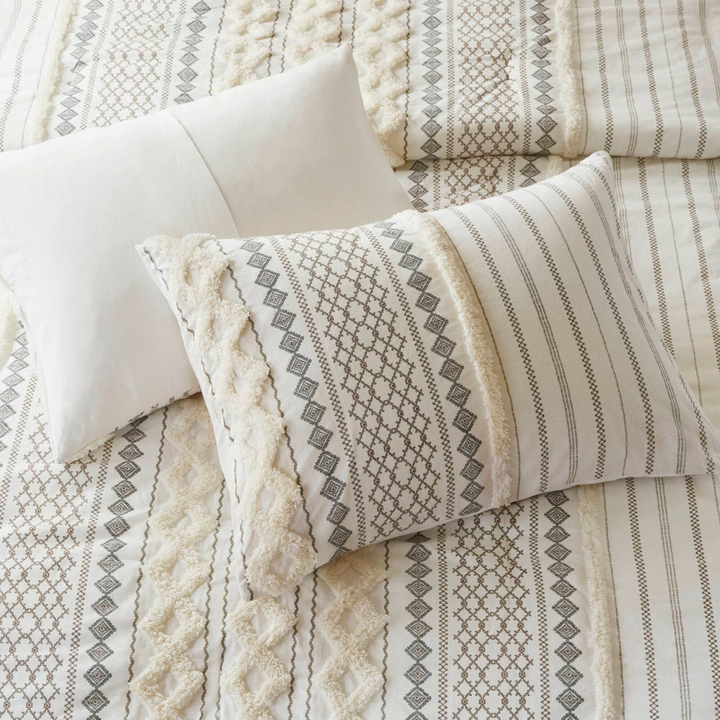 Parure de lit Imani en coton imprimé avec chenille INK+IVY