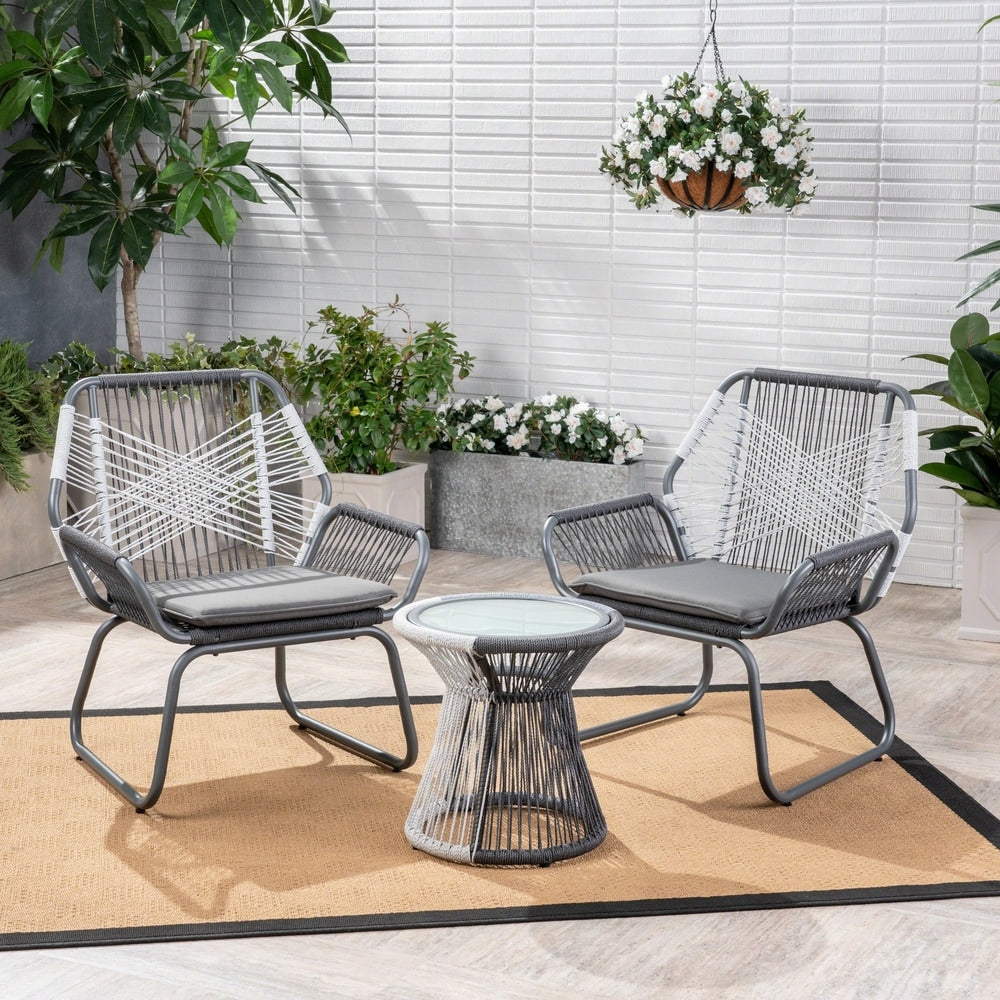 Ensemble de salon de jardin tissé 3 pièces Idaho par Christopher Knight Home