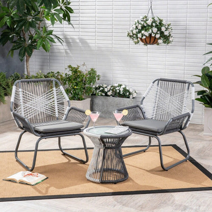 Ensemble de salon de jardin tissé 3 pièces Idaho par Christopher Knight Home