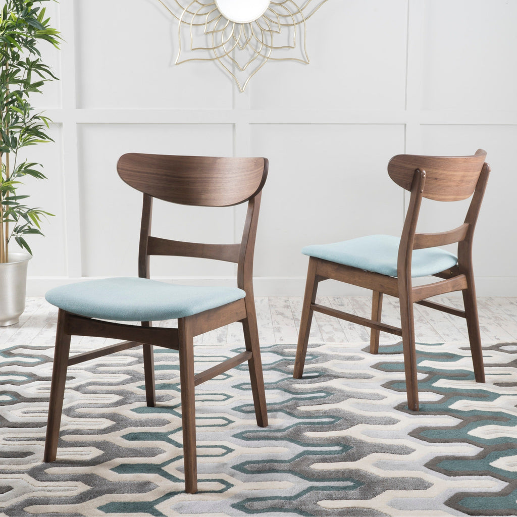 Chaise de salle à manger Abrielle en bois d'hévéa rembourrée, style milieu de siècle, par Christopher Knight Home (lot de 2)