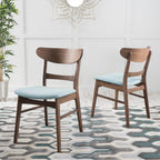 Chaise de salle à manger Abrielle en bois d'hévéa rembourrée, style milieu de siècle, par Christopher Knight Home (lot de 2)