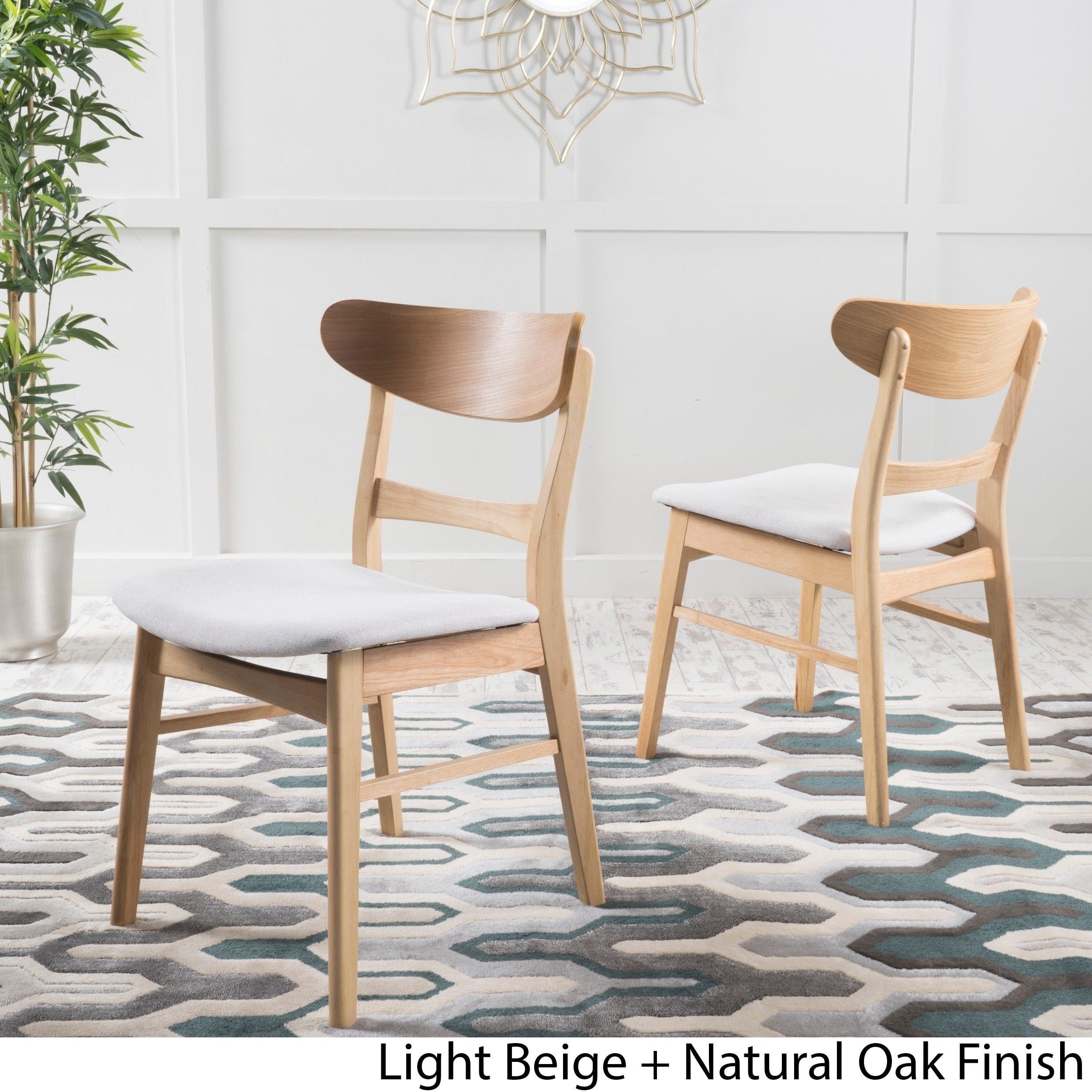 Chaise de salle à manger Abrielle en bois d'hévéa rembourrée, style milieu de siècle, par Christopher Knight Home (lot de 2)
