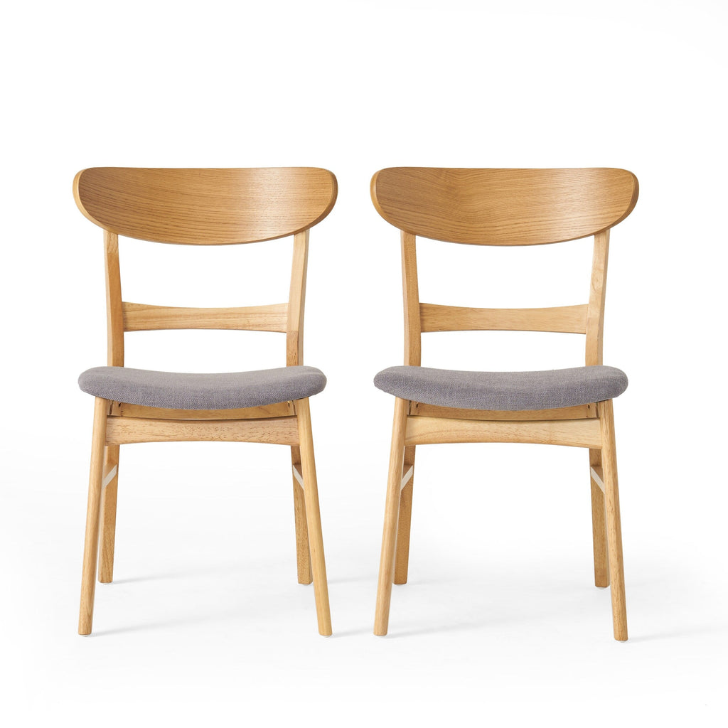 Chaise de salle à manger Abrielle en bois d'hévéa rembourrée, style milieu de siècle, par Christopher Knight Home (lot de 2)