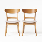 Chaise de salle à manger Abrielle en bois d'hévéa rembourrée, style milieu de siècle, par Christopher Knight Home (lot de 2)