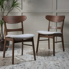 Chaise de salle à manger Abrielle en bois d'hévéa rembourrée, style milieu de siècle, par Christopher Knight Home (lot de 2)