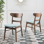 Chaise de salle à manger Abrielle en bois d'hévéa rembourrée, style milieu de siècle, par Christopher Knight Home (lot de 2)