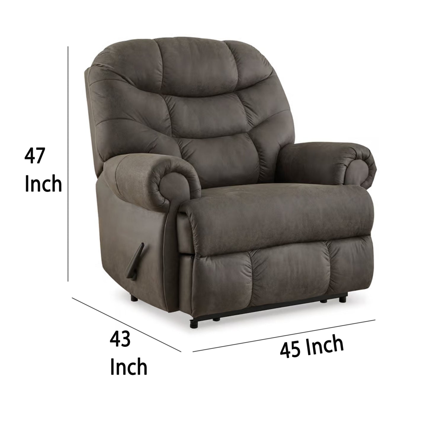 Fauteuil inclinable manuel mural Ikra Zero, capitonné, similicuir gris