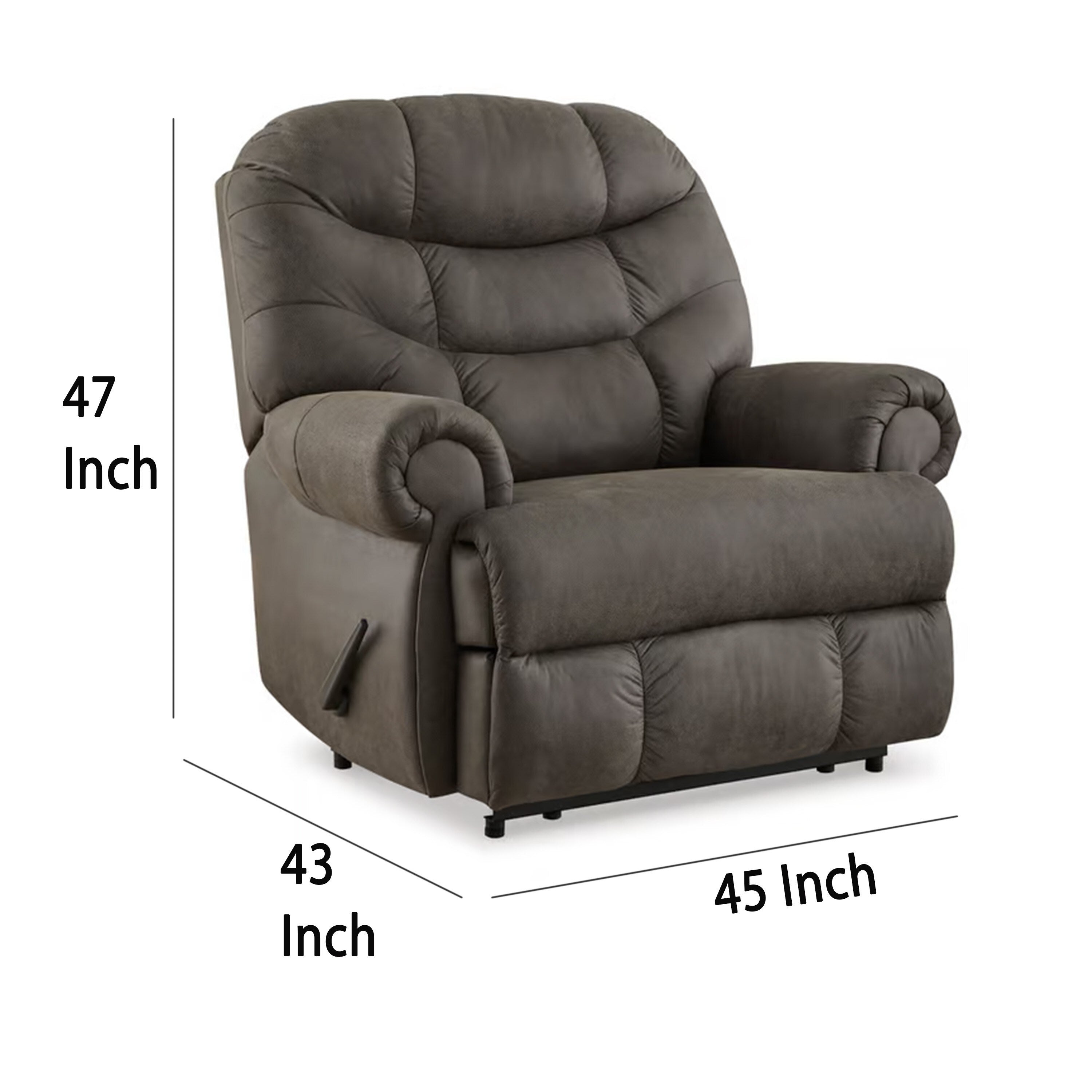 Fauteuil inclinable manuel mural Ikra Zero, capitonné, similicuir gris