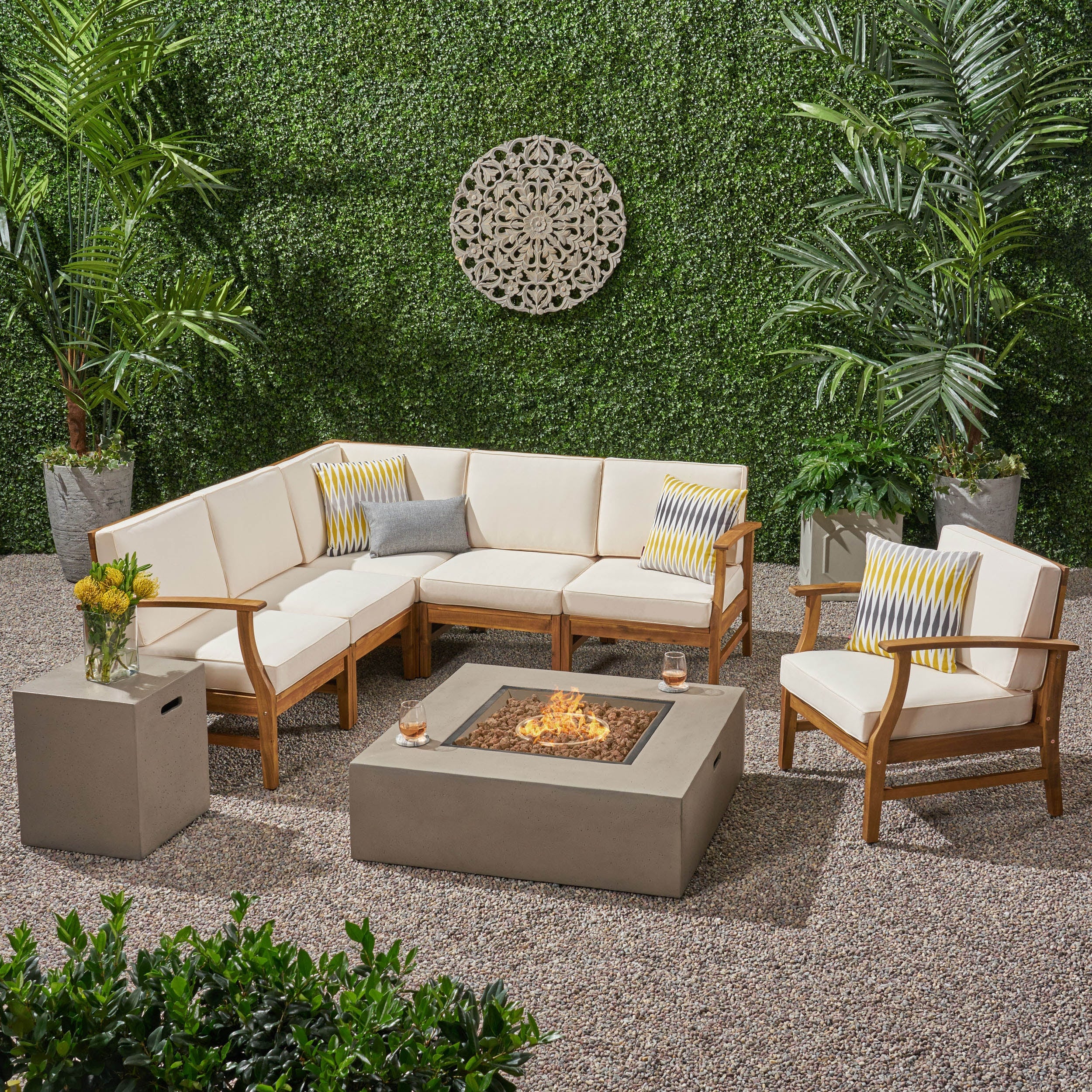 Ensemble de canapés d'extérieur Illona en acacia par Christopher Knight Home