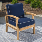 Ensemble de fauteuils club 3 pièces en teck indonésien avec coussins Sunbrella