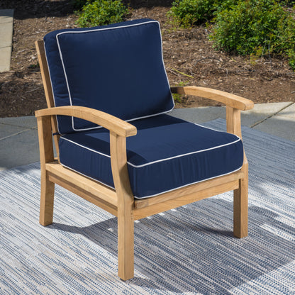 Ensemble de fauteuils club 3 pièces en teck indonésien avec coussins Sunbrella