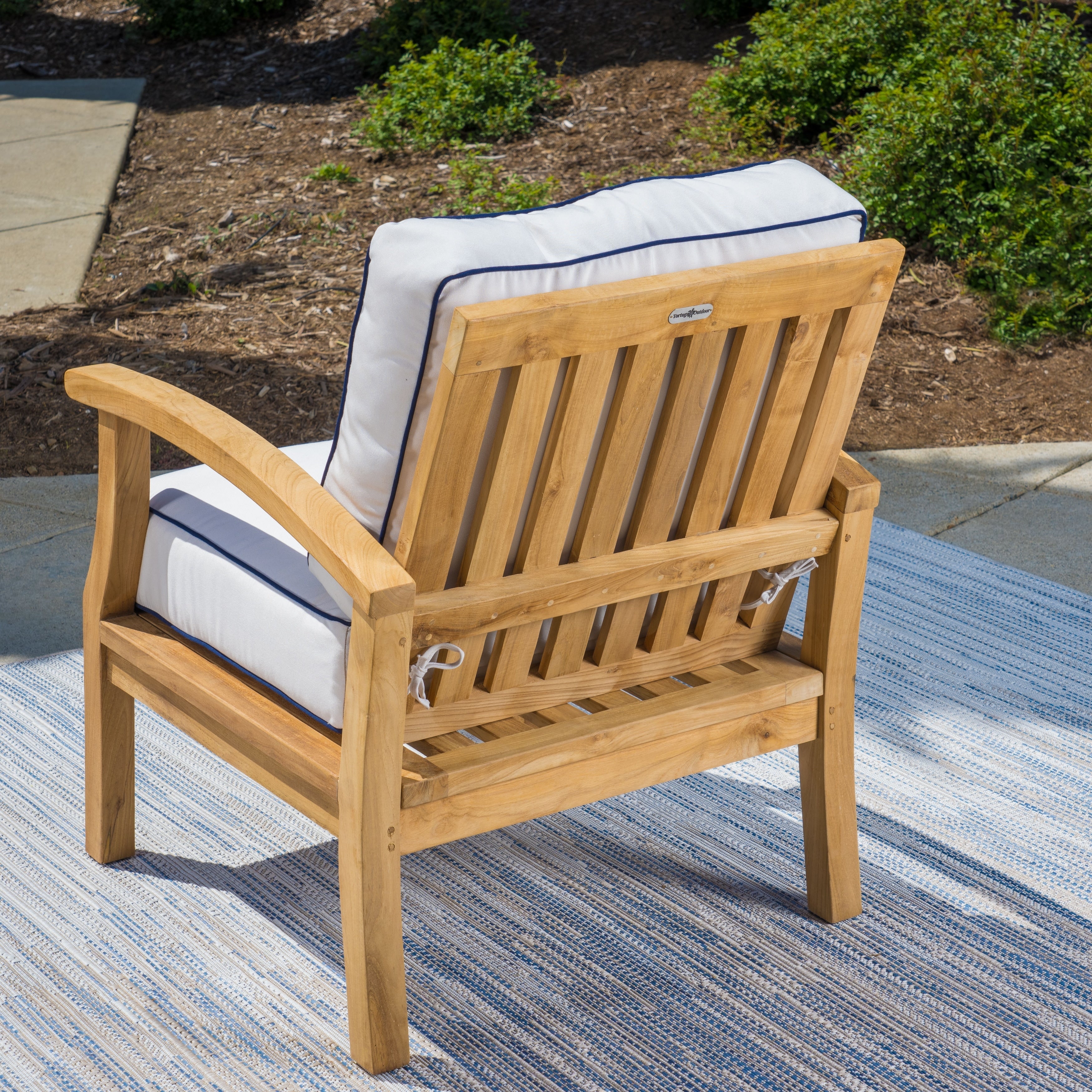 Ensemble de fauteuils club 3 pièces en teck indonésien avec coussins Sunbrella