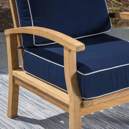 Ensemble de fauteuils club 3 pièces en teck indonésien avec coussins Sunbrella