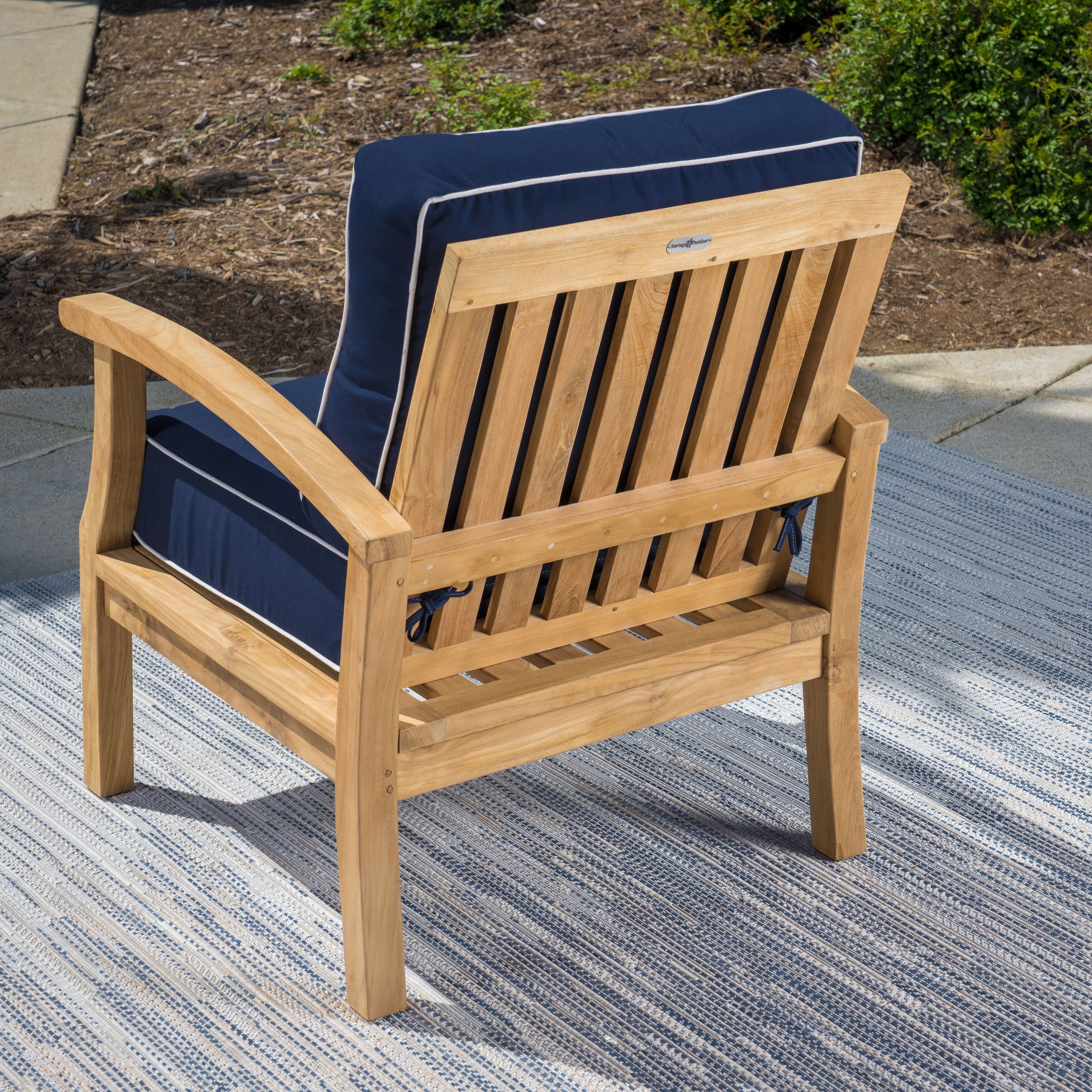 Ensemble de fauteuils club 3 pièces en teck indonésien avec coussins Sunbrella