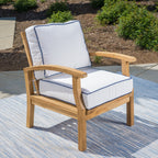 Ensemble de fauteuils club 3 pièces en teck indonésien avec coussins Sunbrella