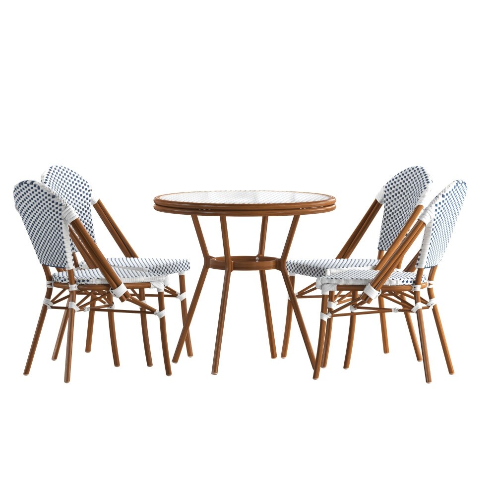 Ensemble bistrot commercial intérieur/extérieur avec table et quatre chaises