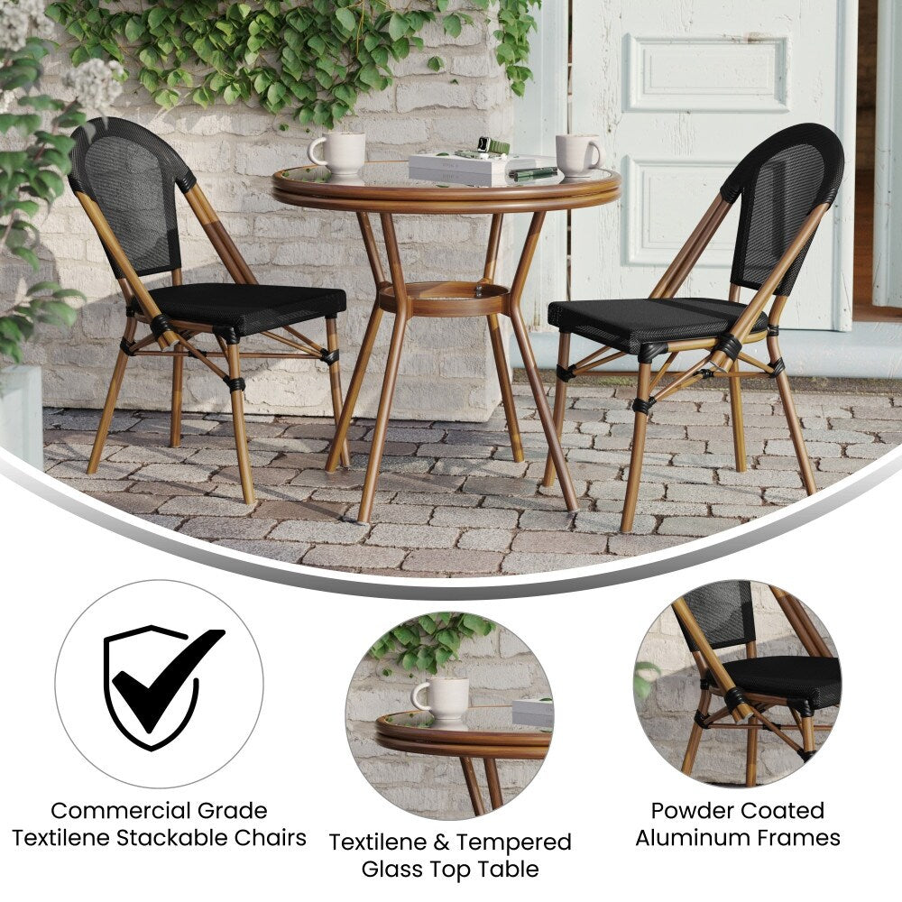 Ensemble bistrot commercial intérieur/extérieur avec table et deux chaises