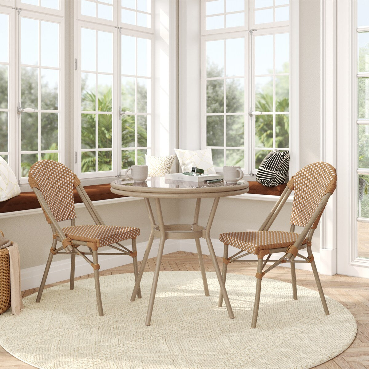 Ensemble bistrot commercial intérieur/extérieur avec table et deux chaises