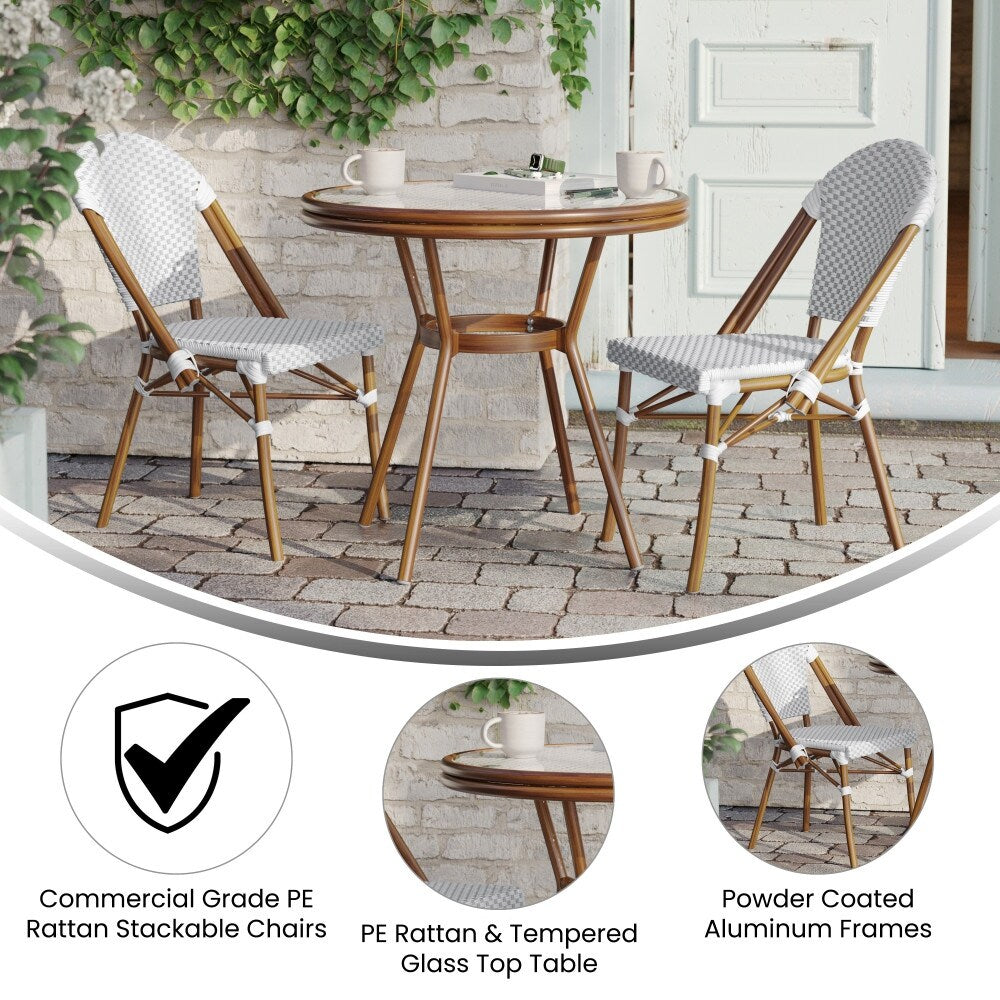 Ensemble bistrot commercial intérieur/extérieur avec table et deux chaises