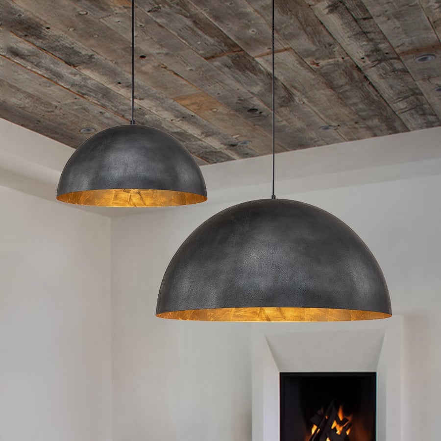 Suspension industrielle surdimensionnée en forme de dôme en métal – Style ferme moderne