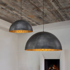Suspension industrielle surdimensionnée en forme de dôme en métal – Style ferme moderne