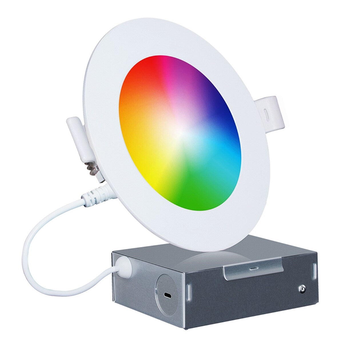 Spot encastré LED ultra-mince intelligent Wi-Fi Infibrite de 4 pouces, montage au plafond, 9 W, 810 lm, intensité variable, avec boîte de jonction